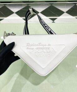 Replica Saffiano Prada Triangle bag 2VH155 White 2