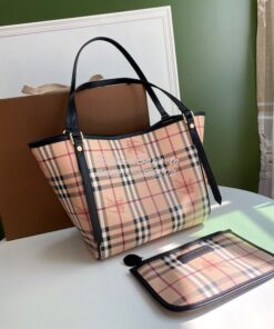 Replica Burberry The Small Canter In Haymarket Check 2 in 1 Black 2