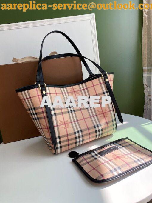 Replica Burberry The Small Canter In Haymarket Check 2 in 1 Black 2