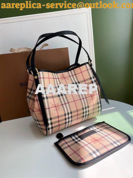 Replica Burberry The Small Canter In Haymarket Check 2 in 1 Black 4