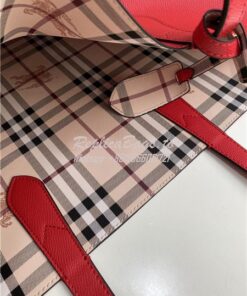 Replica Burberry The Small Reversible Tote in Haymarket Check and Leat 2