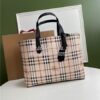 Replica Burberry The Small Reversible Tote in Haymarket Check and Leat 11