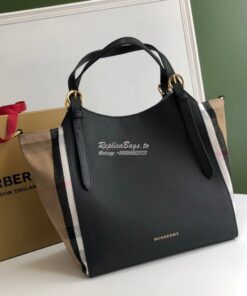 Replica Burberry The Small Canter in Leather and House Check Black