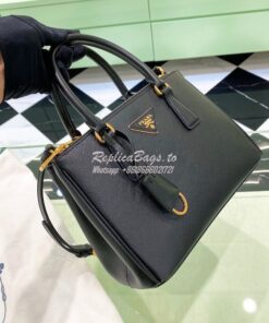 Replica Prada Galleria Saffiano leather small bag 1BA896 Black 2