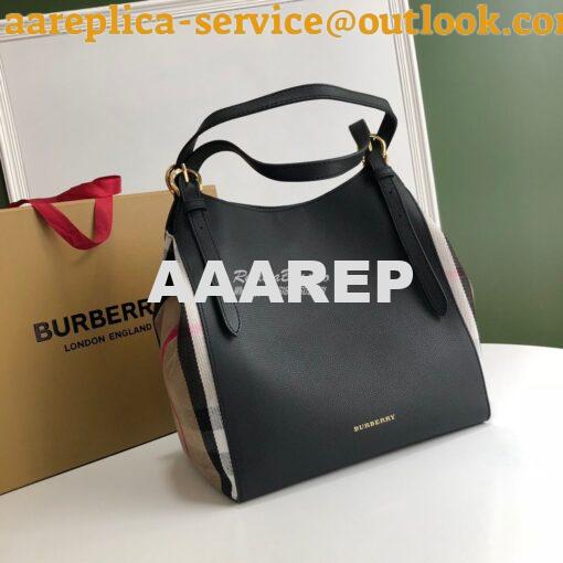 Replica Burberry The Small Canter in Leather and House Check Black 2