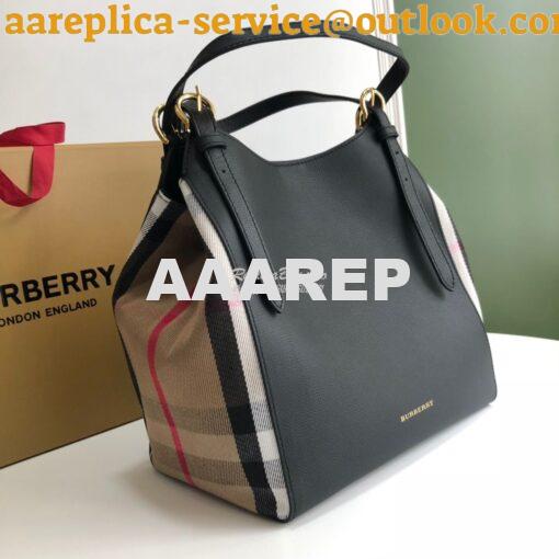 Replica Burberry The Small Canter in Leather and House Check Black 3