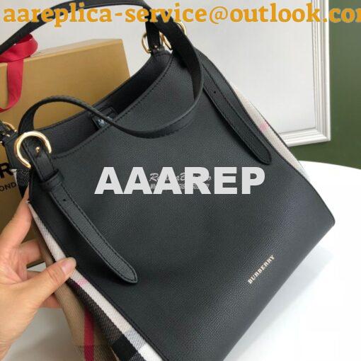 Replica Burberry The Small Canter in Leather and House Check Black 4