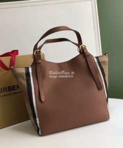 Replica Burberry The Small Canter in Leather and House Check Tan 2