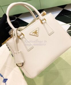 Replica Prada Galleria Saffiano leather small bag 1BA896 White 2