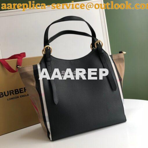 Replica Burberry The Small Canter in Leather and House Check Black 9