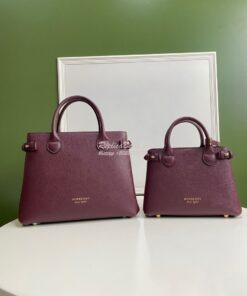 Replica Burberry The Small Banner in Leather and House Check Wine