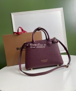 Replica Burberry The Small Banner in Leather and House Check Wine 2