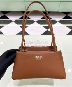 Replica Prada Small Leather Bag 1BA368 Brown 2