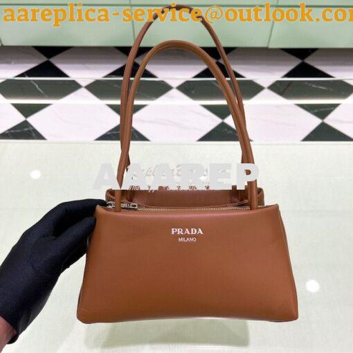 Replica Prada Small Leather Bag 1BA368 Brown 2