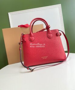 Replica Burberry The Small Banner in Leather and House Check Red