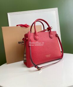 Replica Burberry The Small Banner in Leather and House Check Red 2