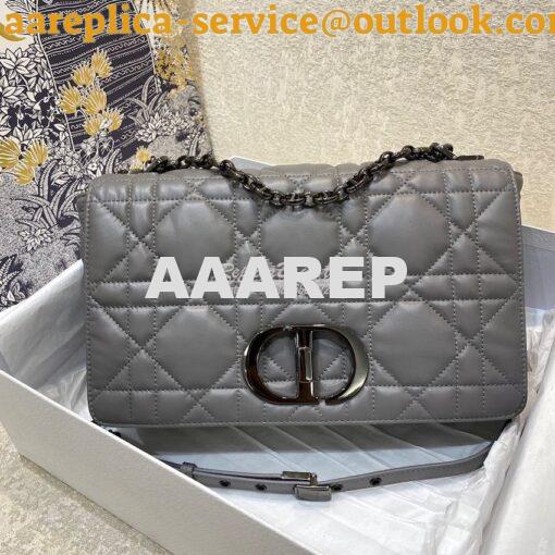 Replica Dior Large Caro Bag Steel Grey Quilted Macrocannage Calfskin w