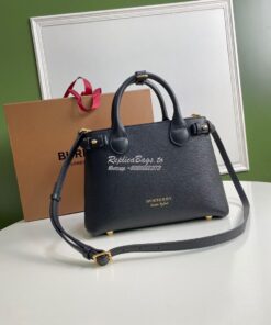 Replica Burberry The Small Banner in Leather and House Check Black