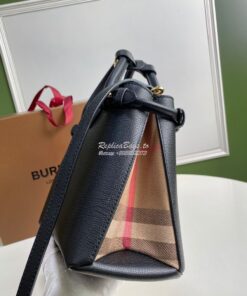 Replica Burberry The Small Banner in Leather and House Check Black 2