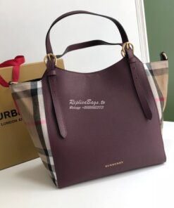 Replica Burberry The Small Canter in Leather and House Check Mahogany 2