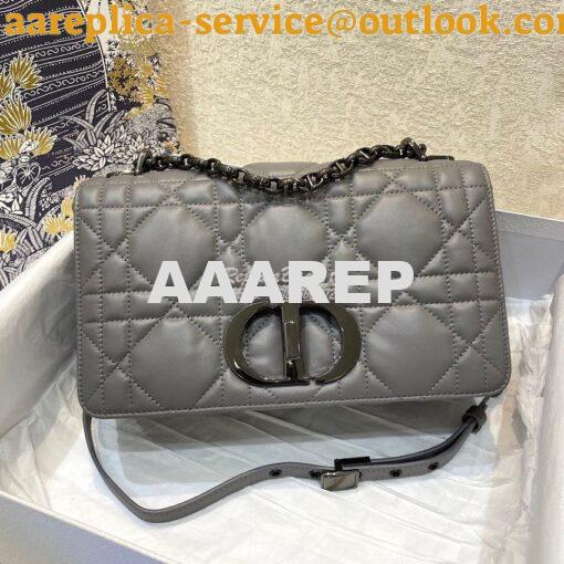 Replica Dior Medium Caro Bag Steel Grey Quilted Macrocannage Calfskin