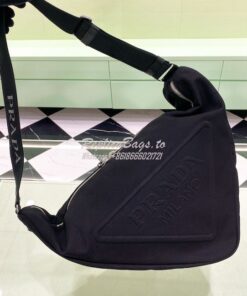 Replica Canvas Prada Triangle Bag 2VY007 Black 2