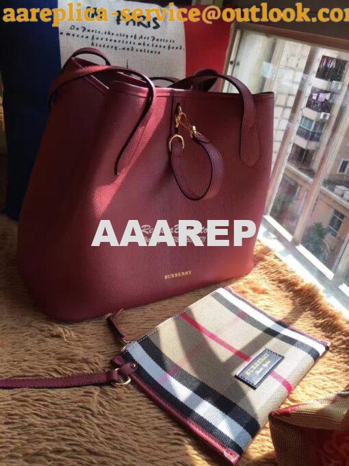 Replica Burberry Medium Grainy Leather Tote Bag Mahagony Red 2