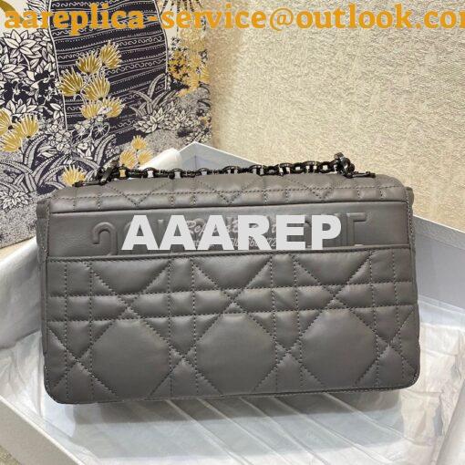 Replica Dior Medium Caro Bag Steel Grey Quilted Macrocannage Calfskin 6