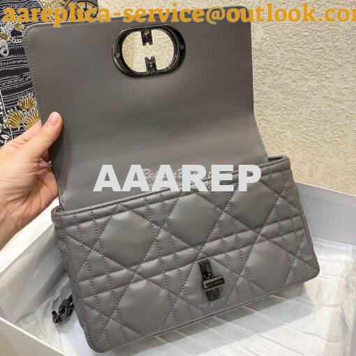 Replica Dior Medium Caro Bag Steel Grey Quilted Macrocannage Calfskin 7