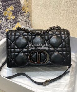 Replica Dior Medium Caro Bag Black Quilted Macrocannage Calfskin with