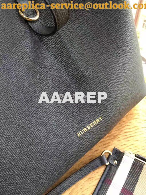 Replica Burberry Medium Grainy Leather Tote Bag Black 4