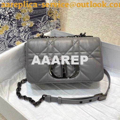 Replica Dior Small Caro Bag Steel Grey Quilted Macrocannage Calfskin w