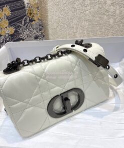 Replica Dior Small Caro Bag Latte Quilted Macrocannage Calfskin with R 2