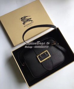 Replica Burberry The Small Buckle Crossbody Bag in Leather Black