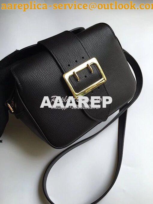 Replica Burberry The Small Buckle Crossbody Bag in Leather Black 3