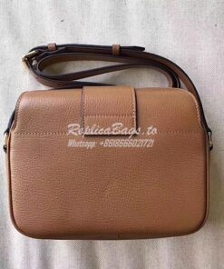 Replica Burberry The Small Buckle Crossbody Bag in Leather Tan 2