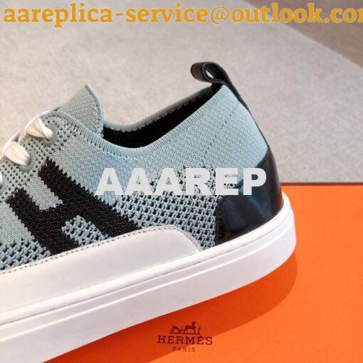 Replica Hermes Men Female Deep Sneaker Knit and Calfskin H231020 9