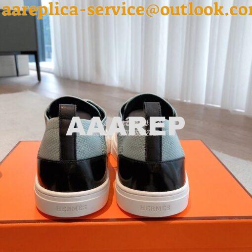 Replica Hermes Men Female Deep Sneaker Knit and Calfskin H231020 10