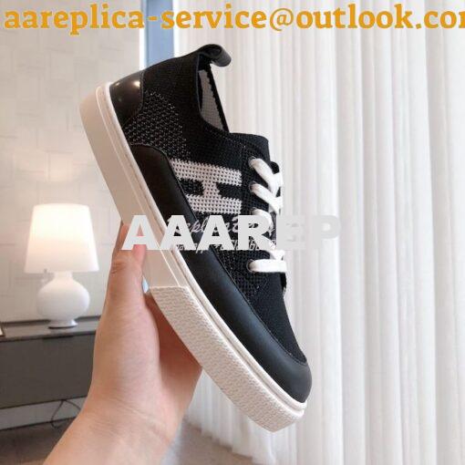 Replica Hermes Men Female Deep Sneaker Knit and Calfskin H231020 12