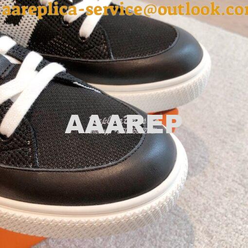 Replica Hermes Men Female Deep Sneaker Knit and Calfskin H231020 17