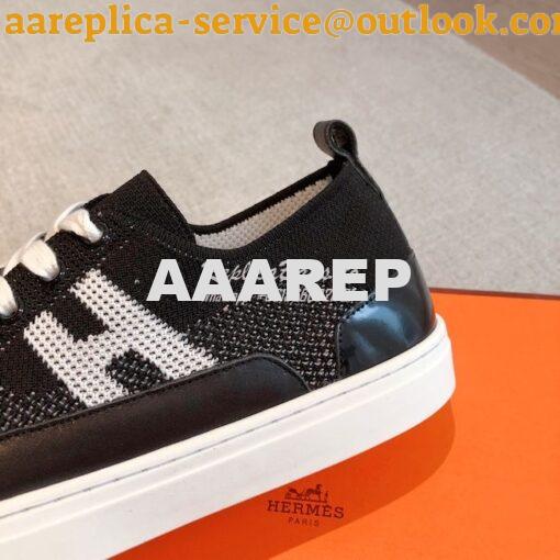 Replica Hermes Men Female Deep Sneaker Knit and Calfskin H231020 18