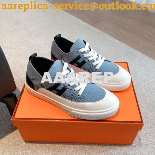 Replica Hermes Men Female Deep Sneaker Knit and Calfskin H231020 21