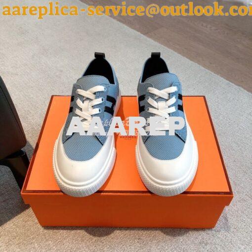 Replica Hermes Men Female Deep Sneaker Knit and Calfskin H231020 23