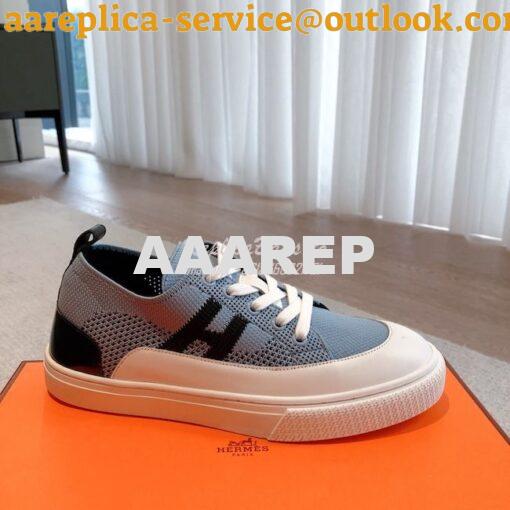 Replica Hermes Men Female Deep Sneaker Knit and Calfskin H231020 24