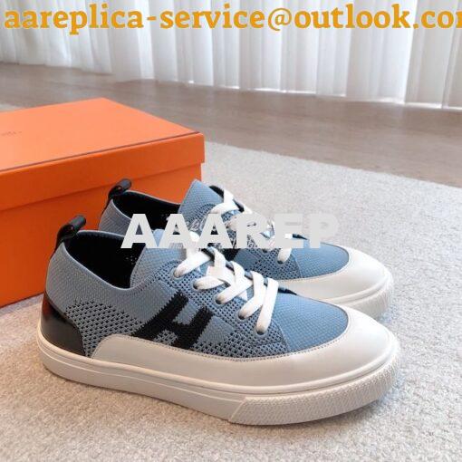 Replica Hermes Men Female Deep Sneaker Knit and Calfskin H231020 25