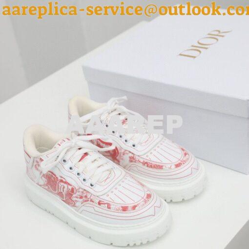 Replica Dior Addict Sneaker Red Toile de Jouy Technical Fabric KCK308T