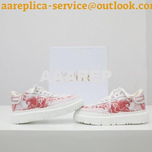 Replica Dior Addict Sneaker Red Toile de Jouy Technical Fabric KCK308T 4