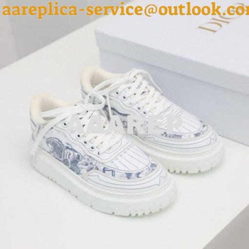 Replica Dior Addict Sneaker French Blue Toile de Jouy Technical Fabric