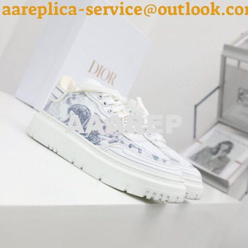 Replica Dior Addict Sneaker French Blue Toile de Jouy Technical Fabric 3