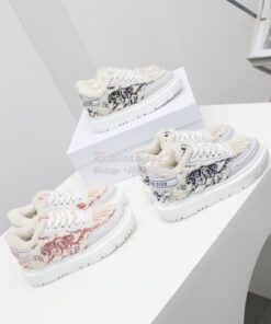 Replica Dior Addict Sneaker Black Toile de Jouy Embroidered Natural Sh